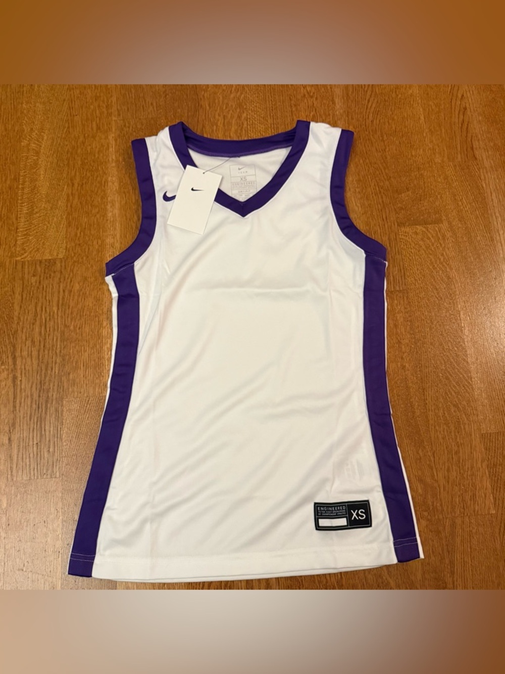NWT Nike Dri-Fit Engineered Basketball Jersey Womens Size XS White Purple